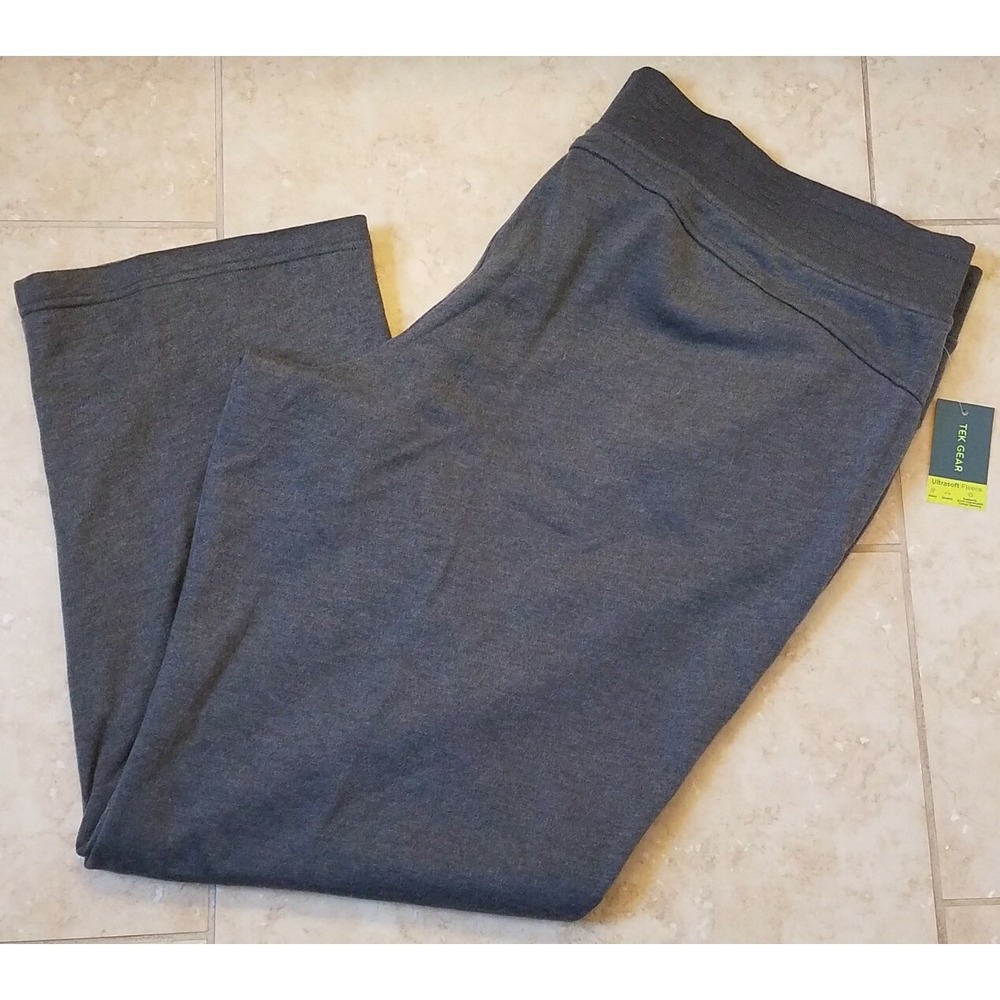Tek Gear Women UltraSoft Fleece Straight Pants Sweatpants Pockets Gray Plus 3X